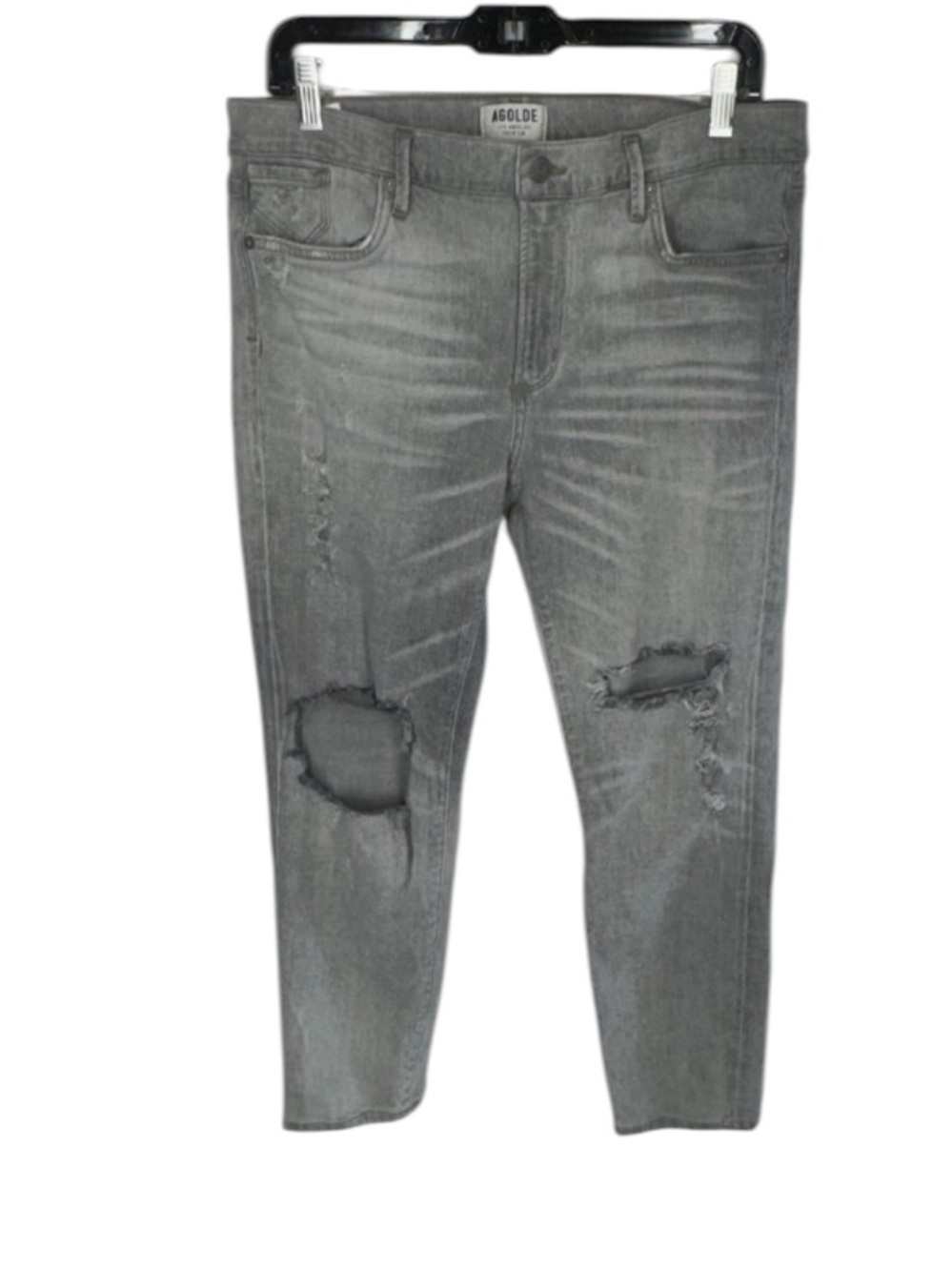 Agolde | Feel Good Sophie High Rise Crop Distressed Gray Denim Jeans - Picture 2 of 11
